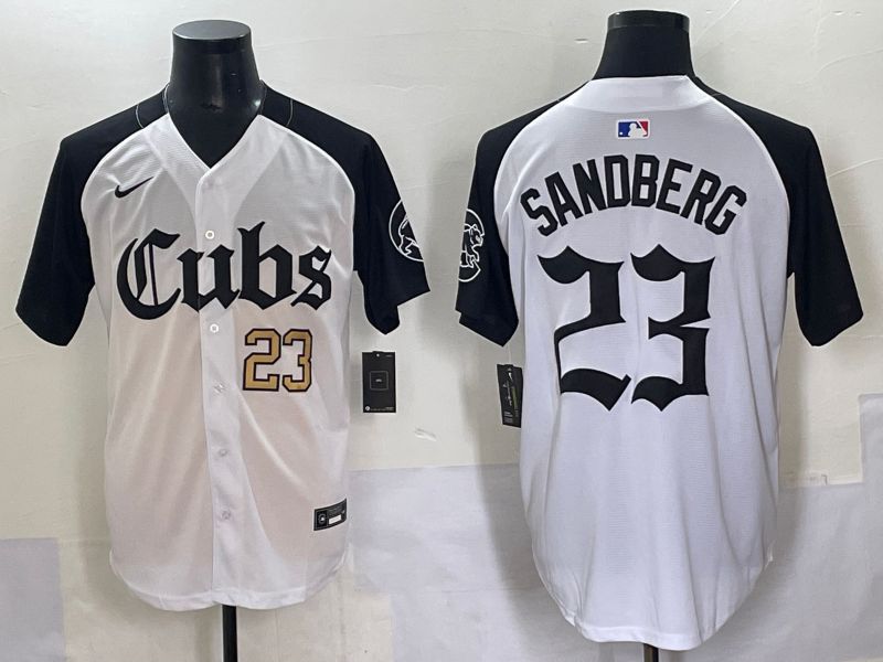 Men 2025 Chicago Cubs 23 Sandberg White black Five generations Joint Name Nike MLB Jersey style 6234
